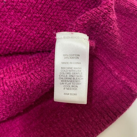 Express Sweater Top Medium Womens Pink Cold Shoulder Long Sleeve V Neck Knit - Picture 11 of 11